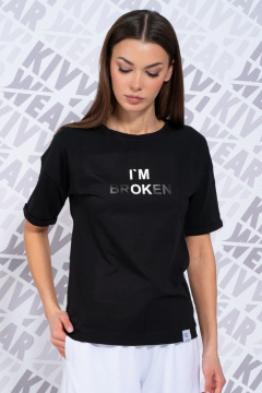 Черная футболка с длиным рукавом и цифровым принтом для стиля Casual Kivviwear 4026.145 - фото 1