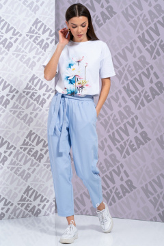 Белая футболка с удлиненным рукавом и завышенной горловиной Kivviwear 4026.146 - фото 2