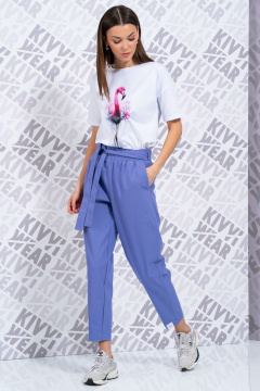 Белая футболка с длинным рукавом и завышенной горловиной для лета Kivviwear 4026.147 - фото 5