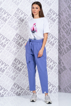 Белая футболка с длинным рукавом и завышенной горловиной для лета Kivviwear 4026.147 - фото 3