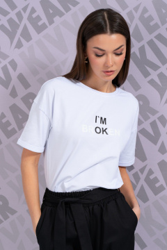 Белая футболка с длинным рукавом и принтом для повседневного стиля Kivviwear 4026.148 - фото 1