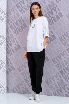 Летняя белая футболка с укороченным рукавом и высокой горловиной Kivviwear 4034.55 - фото 4