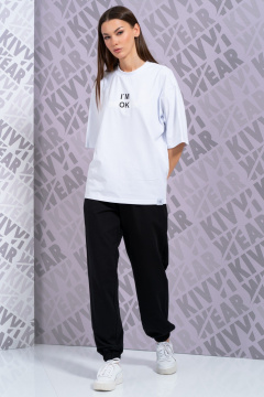 Летняя белая футболка с укороченным рукавом и высокой горловиной Kivviwear 4034.55 - фото 3