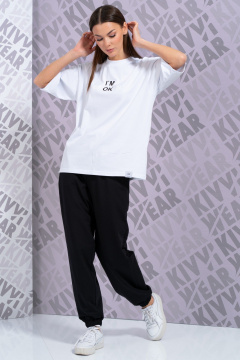 Летняя белая футболка с укороченным рукавом и высокой горловиной Kivviwear 4034.55 - фото 2