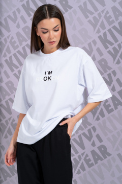 Летняя белая футболка с укороченным рукавом и высокой горловиной Kivviwear 4034.55 - фото 1