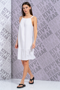 Льняной сарафан на бретелях с воланами для летнего образа Kivviwear 4182.01 - фото 5