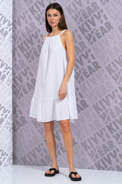 Льняной сарафан на бретелях с воланами для летнего образа Kivviwear 4182.01 - фото 4
