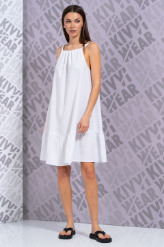 Льняной сарафан на бретелях с воланами для летнего образа Kivviwear 4182.01 - фото 2