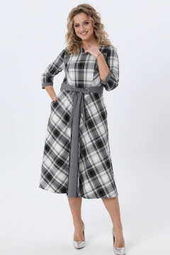 Классическое клетчатое платье с поясом для делового образа Angelina & Сo 980 - фото 1