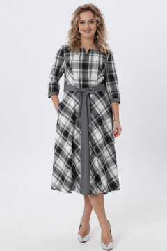 Классическое клетчатое платье с поясом для делового образа Angelina & Сo 980 - фото 5