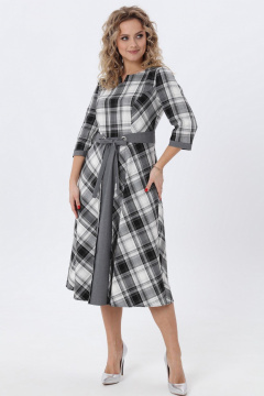 Классическое клетчатое платье с поясом для делового образа Angelina & Сo 980 - фото 2