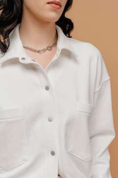 Демисезонная женская блуза из трикотажа с накладными карманами JRSy 2421 молоко - фото 4