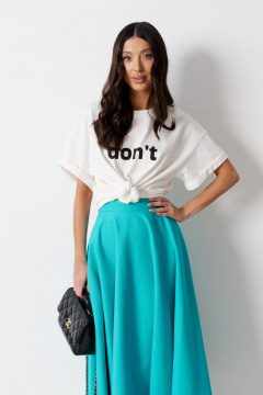 Бирюзовая джинсовая юбка А-силуэта с карманами ANNETE A1166/1 - фото 1