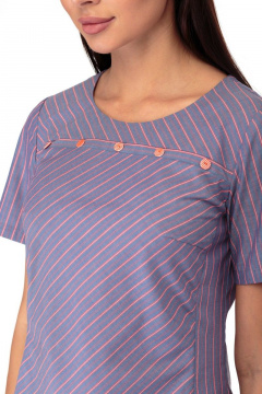 Летнее платье в полоску с кокетками и диагонально оформленным кроем Anelli 853 фиолетовая_полоска - фото 4