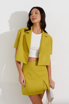 Юбка-шорты желтая с разрезом из текстиля ANNETE A1191/2 - фото 3