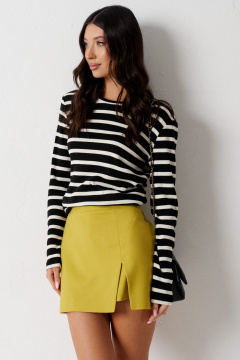 Юбка-шорты желтая с разрезом из текстиля ANNETE A1191/2 - фото 2