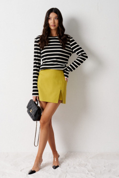 Юбка-шорты желтая с разрезом из текстиля ANNETE A1191/2 - фото 1