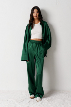 Брюки из атласа с разрезами и карманами ANNETE A1193 - фото 1