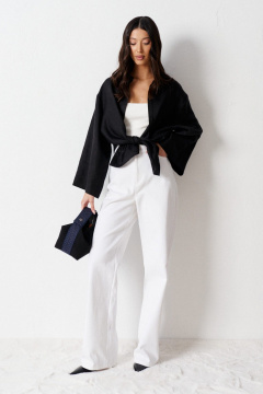 Длинные белые брюки из хлопка на повседневку ANNETE A1194 - фото 4