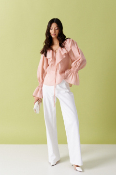 Длинные белые брюки из хлопка на повседневку ANNETE A1194 - фото 2