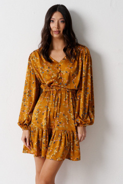 Мультиколорное платье из текстиля с цветочным принтом ANNETE A3515 - фото 2