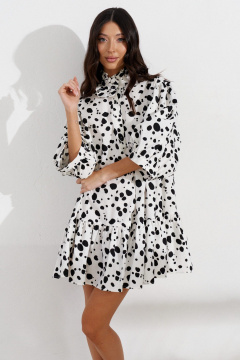 Платье свободного кроя из хлопка с воланом и сборкой ANNETE A3517 - фото 2