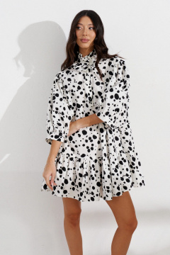 Платье свободного кроя из хлопка с воланом и сборкой ANNETE A3517 - фото 1