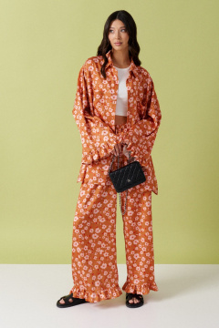 Демисезонный комплект из брюки и рубашки с цветочным принтом ANNETE A4194 - фото 5