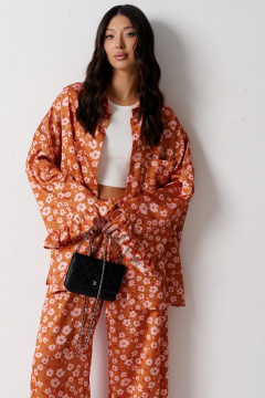 Демисезонный комплект из брюки и рубашки с цветочным принтом ANNETE A4194 - фото 4