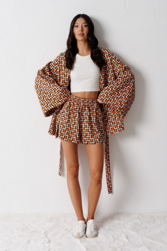 Летний комплект из рубашки и шорт с ярким принтом ANNETE A4202 - фото 1