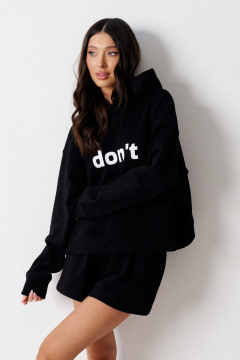 Демисезонный комплект из шорт и джемпера с капюшоном и надписью ANNETE A4210 - фото 3