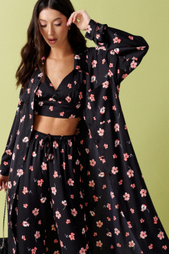 Комплект брюки и укороченный топ в цветочный принт ANNETE A5281 - фото 4