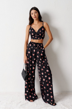 Комплект брюки и укороченный топ в цветочный принт ANNETE A5281 - фото 1