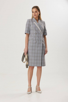 Платье Твой имидж 1744 светло-серый_клетка - фото 3