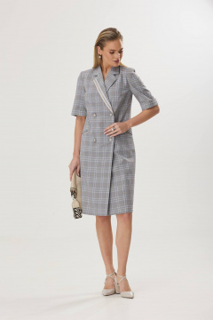 Платье Твой имидж 1744 светло-серый_клетка - фото 5