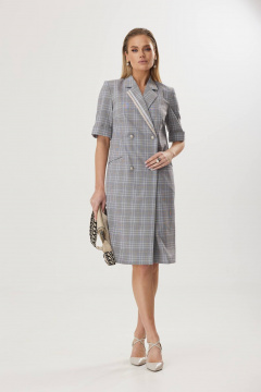 Платье Твой имидж 1744 светло-серый_клетка - фото 2