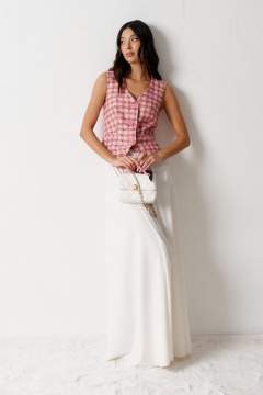 Демисезонный жилет из клетчатого фактурного полотна ANNETE A5265 - фото 2