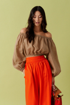 Коричневая демисезонная рубашка из текстиля ANNETE A867 - фото 3