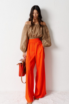 Коричневая демисезонная рубашка из текстиля ANNETE A867 - фото 1