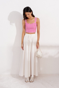 Топ укороченный с принтом клетка и широкими бретелями ANNETE A889 - фото 2