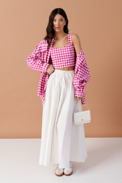 Топ укороченный с принтом клетка и широкими бретелями ANNETE A889 - фото 1