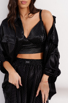 Рубашка свободного кроя с принтом горох и длинным рукавом ANNETE A891 - фото 1