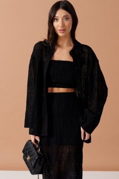 Полупрозрачная рубашка из ажурного полотна с разрезом ANNETE A897 - фото 3