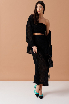 Полупрозрачная рубашка из ажурного полотна с разрезом ANNETE A897 - фото 2