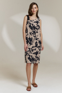 Платье прямого силуэта с асимметричным вырезом DILIA 0847 мультидизайн - фото 1