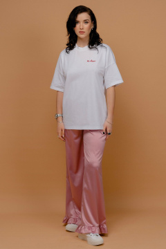 Джемпер приталенный с вышивкой и сердечным вырезом JRSy 2432 белый - фото 1