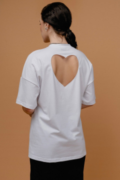 Джемпер приталенный с вышивкой и сердечным вырезом JRSy 2432 белый - фото 3