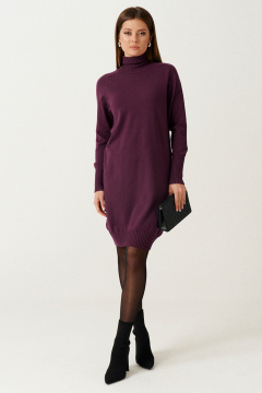 Платье свободного кроя из трикотажа с резинкой Ketty К-16280 слива - фото 1