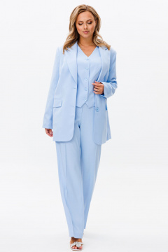 Костюм-тройка из костюмной ткани с жакетом, жилетом и брюками Mubliz 173 голубой - фото 3