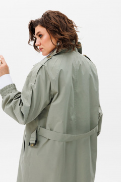 Тренч оверсайз из плащёвой ткани с водоотталкивающим эффектом Anelli 1419 зеленая_дымка - фото 4